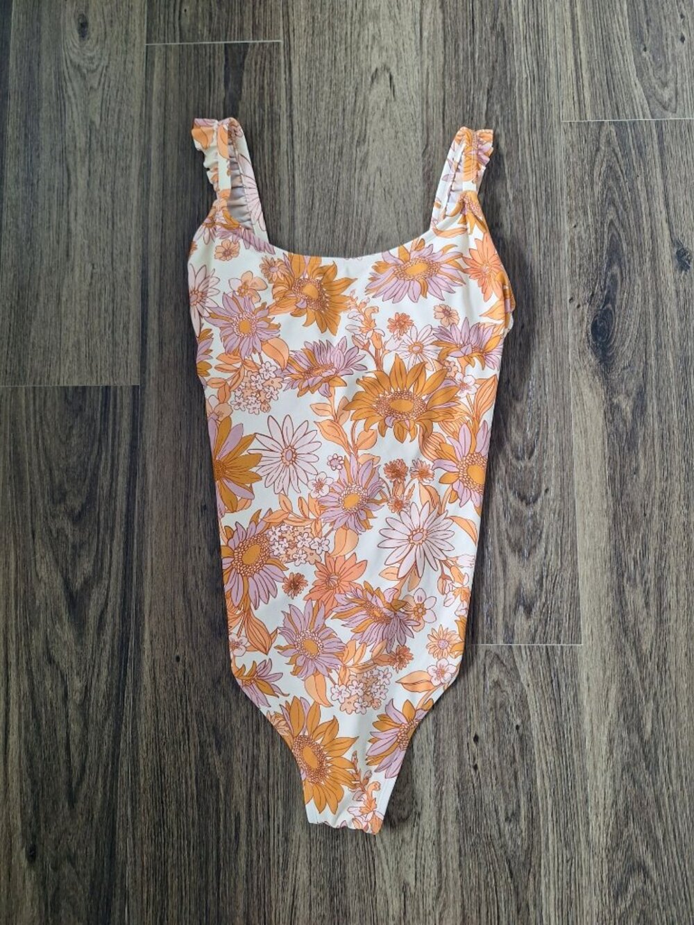 💙 Kona Sol One Piece Swimsuit Sunflower Size XL Floral Ruched Strap Tie Back Pr